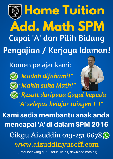 Blog  Cikgu Aizuddin Home Tuition Add Math SPM  